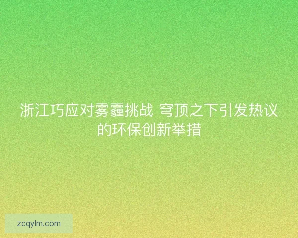浙江巧应对雾霾挑战 穹顶之下引发热议的环保创新举措